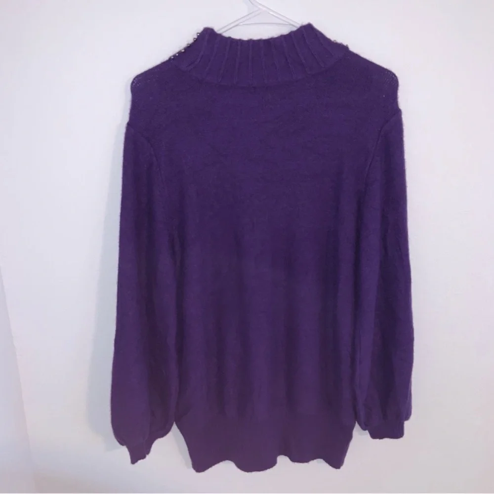 Alfani Embellished Knit Mock Turtleneck Sweater Purple